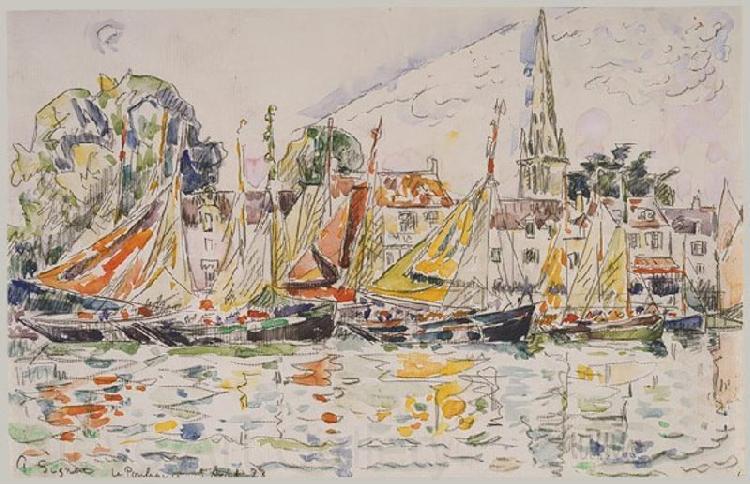 Paul Signac Fishing Boats Norge oil painting art